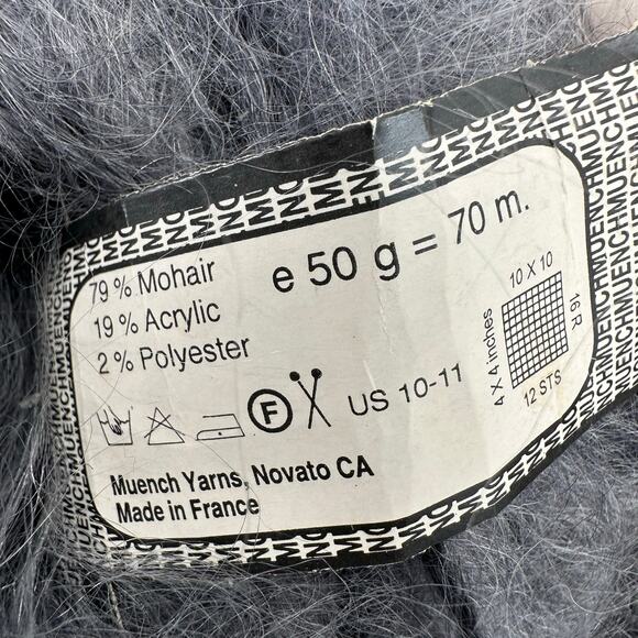 MUENCH Yarn FURRARI Mohair Acrylic Blend Gray #M4403 Made in France (9) - Picture 4 of 6